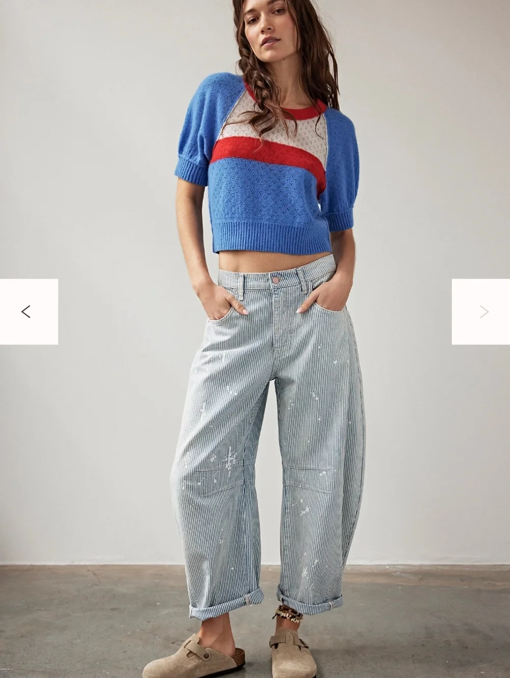 We The Free 31 Good Luck Stripe Barrel Jeans Mid NWT Paint Splatter Jeans - Picture 8 of 14